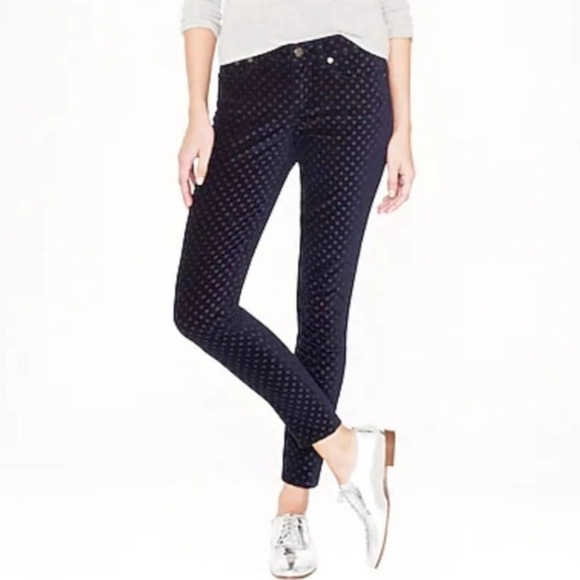 J. Crew Pants - J. Crew Toothpick Jeans Velvet Polkadot Ankle Size 26 NWT